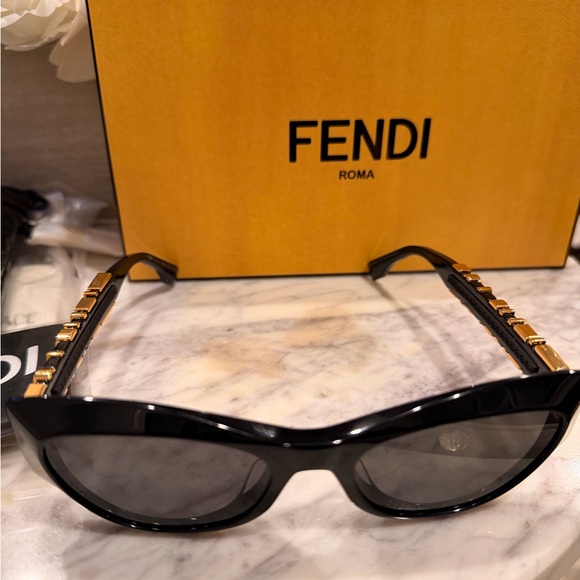 NEW! Fendi Sunglasses in Black with Gold Details